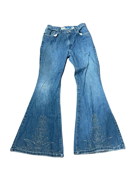 JNCO Denim - Vintage 90s JNCO Blaze S1200 Girlie Stuff Ultra Flare Jeans Size 9 USA 28x30